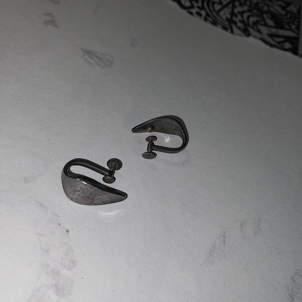 Georg Jensen Earrings #128 B, Sterling Silver.  By Nanna Ditzel. Screw Backs